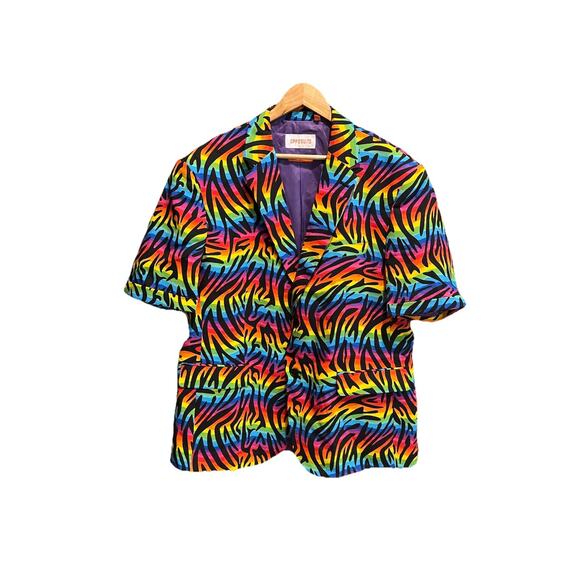 Opposuits Wild Rainbow 3 Pc Men's Summer Suit - Size Jacket: 48 Shorts: 48 - Picture 2 of 10